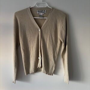 Joseph A. Petite Metallic Silk Cardigan cream sparkling - Size S